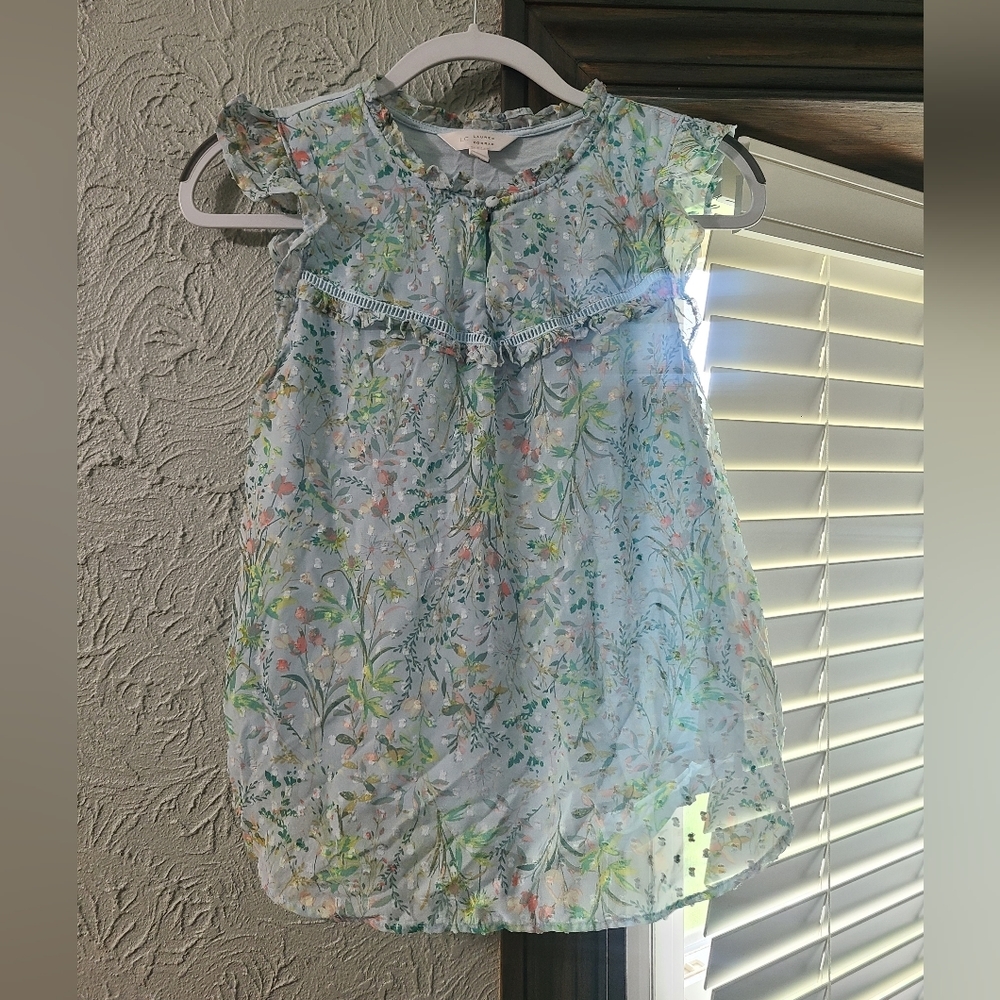 Lauren Conrad Floral Print Flutter Sleeve Blouse